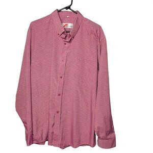 Mens Roundreason Button Down Shirt Dress Red Gingham Plaid Size XXL u